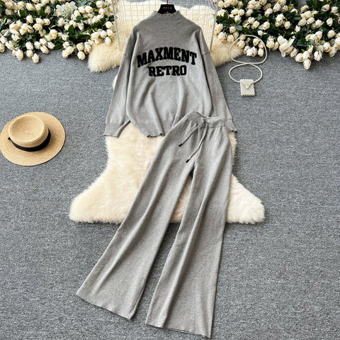 Monogrammed Sweater&Trousers Casual 2Pcs