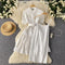 Stand Collar White Lace Patchwork Dress