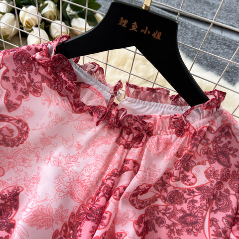 French Style Puffy Sleeve Ruffled Dress