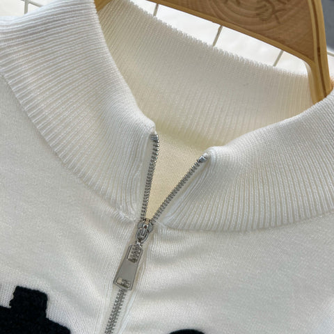 Zipped Cardigan&Trousers Casual 2Pcs