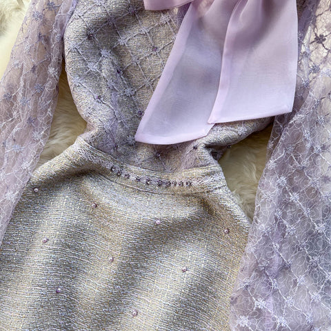 Beaded Bow Embroidered Fairy Dress