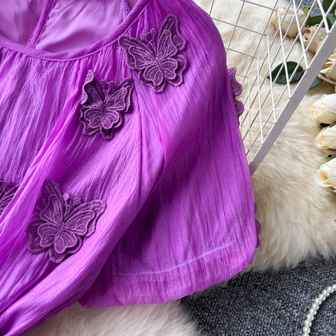 Elegant Butterfly Embroidered Dress