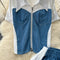Patchwork Top&Trousers Denim Casual 2Pcs