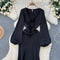 Jacquard Satin Fishtail Black Dress