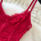 Lace Camisole&Mesh Dress Red 2Pcs