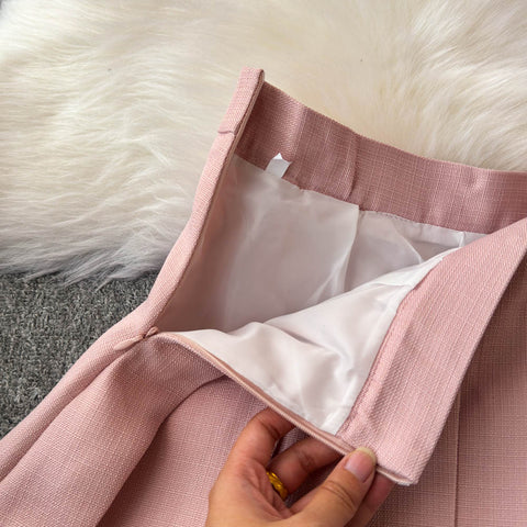 3D Rose Blazer&Pleated Skirt 2Pcs