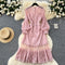 Mesh Patchwork Embroidered Pink Dress