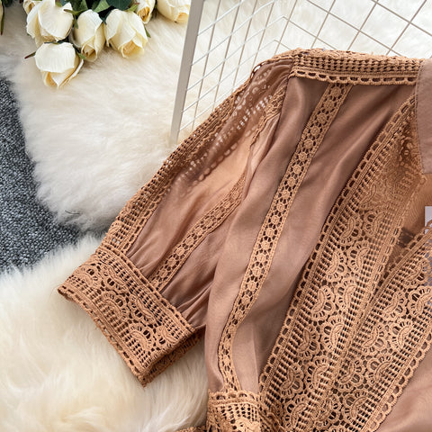Courtly Elegant Lace Patchwork Dress