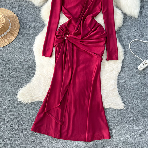 French Style Knotted Buckle Party Dress