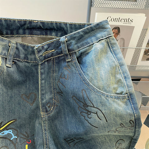Chic Street Graffiti Loose-fit Jeans