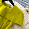 Folded Collar Pleated Mustard Green Dress