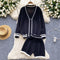 V-neck Cardigan&Shorts Knitted 2Pcs