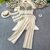 Camisole&Cardigan&Trousers Striped 3Pcs