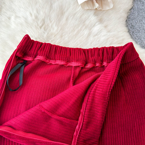 Knitwear&Skirt Lace Patchwork Knitted 2Pcs