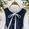 Denim Vest Dress&Bottoming Shirt 2Pcs