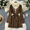 V-neck Hollowed Knitted Outwear Dress