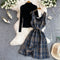 Black Sweater & Plaid Tweed Dress 2Pcs