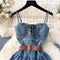 Vintage Lace-up Denim Slip Dress