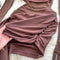 Ruffled Hem Brown Mesh Dress