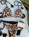 Low Waist Braided Rope Leopard Print Swimwear