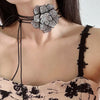 Full Rhinestone Flower Choker&Bracelet