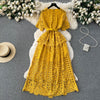 Hollowed Crochet Lace Solid Dress