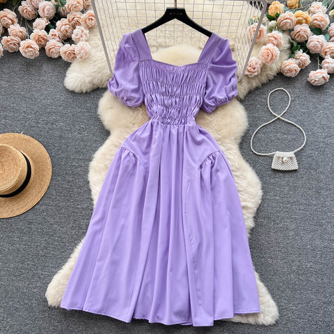 Fairy Square Collar Pleated Dress