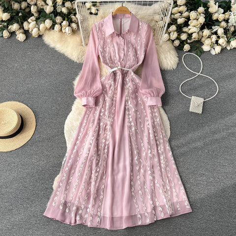Fairy Embroidered Patchwork Shirt Dress