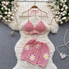 Hollowed Embroidery Vest&Skirt 2Pcs