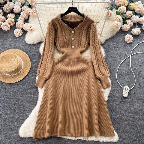 Vintage Delicate Knitted Bottoming Dress