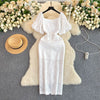 High-end Puffy Sleeve White Lace Dress