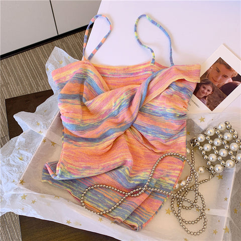 French Style Colorful Striped Camisole