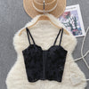 Embroidery Black Mesh Camisole Top