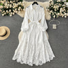 Ruffle Hollowed Lace Patchwork Dress