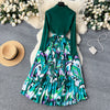 Elegant Floral Patchwork Knitted Dress