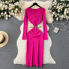 Hollowed Slim Knitted Bottoming Dress