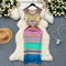 Colorful Stripe Hollowed Knitted Dress
