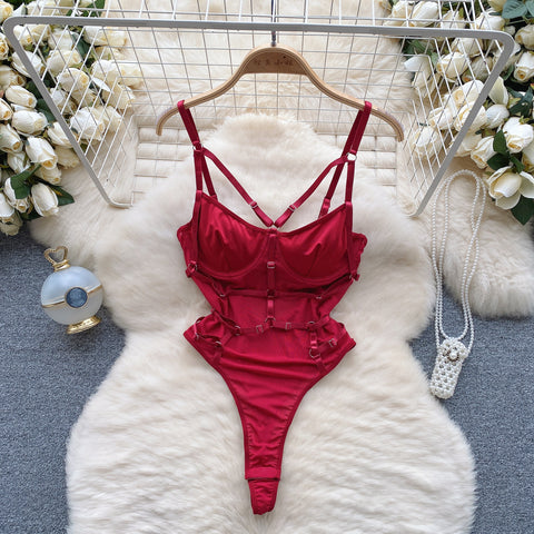 Sexy Hollowed Lace-up Slip Jumpsuit
