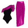 Color Blocking Swimwear&Ruffled Skirt