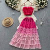 3d Floral Gradient Camisole&Skirt 2Pcs