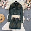 Vintage Jacket&A-line Skirt Denim 2Pcs