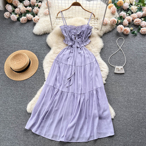 Fairy Backless Lace-up Slip Dress