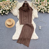 Hooded Cardigan&Knitted Skirt 2Pcs