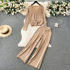 V-neck Top&Trousers Knitted 2Pcs Set