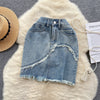 Niche Furry A-line Denim Skirt