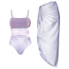 Niche Glossy Hollowed Swimwear&Skirt 2Pcs
