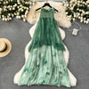 Fairy Green Mesh Loose-fit Halter Dress