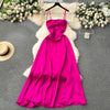 Elegant Rose Red Satin Slip Dress