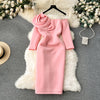 3d Knotted Solid Color Party Dress