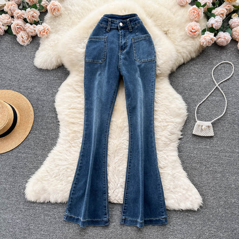 Chic Zipped Skinny Flared Jeans